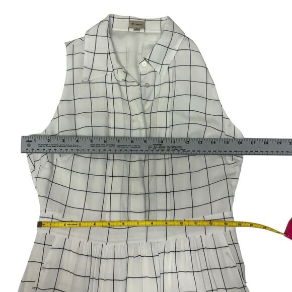 Sleeveless Grid Print Dress White & Black Career Casual Party - Picture 7 of 8